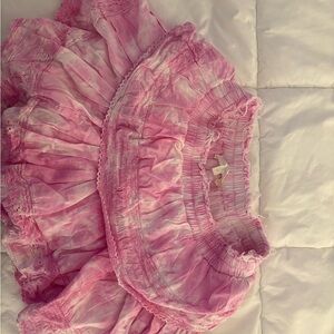 LOVESHACKFANCY Pink Ruffled Skirt